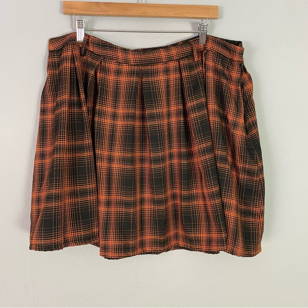 Hot Topic Orange & Black Plaid Skirt Goth
